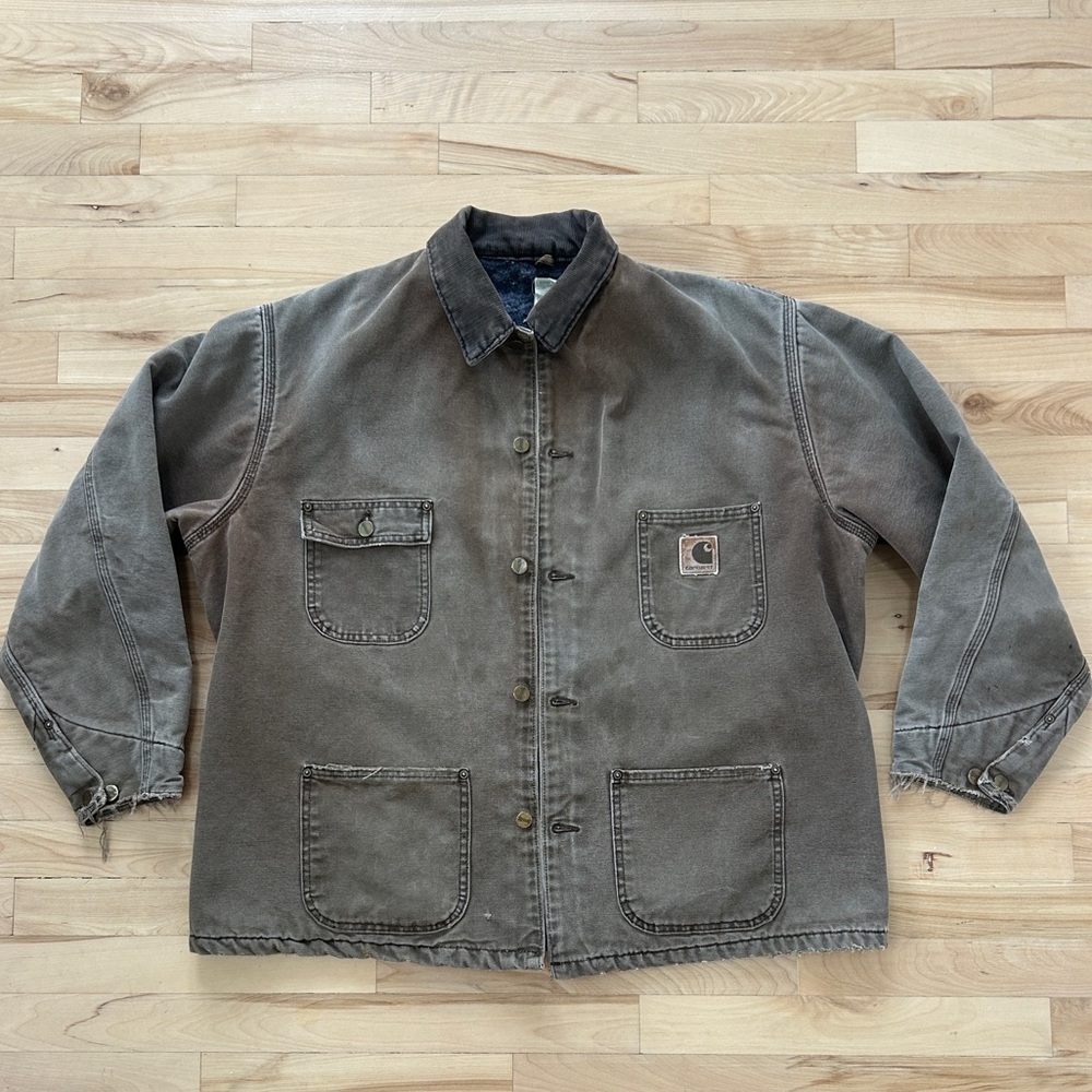 Vintage Carhartt C02CHT Duck Blanket-Lined Chore Coat USA Made XL Brown - Picture 4 of 9